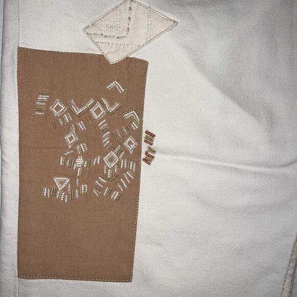 Lauren Ralph Lauren Women's Patchwork Relaxed Tapered Ankle Jeans Cream Size 16 - Picture 8 of 15